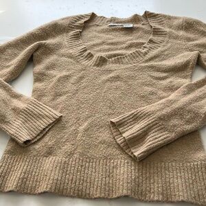 Energie Large Tan Pink Long Sleeve Scoop Neck Pull Over Sweater